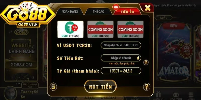 Rút tiền Go88 - Hướng dẫn thanh toán đơn giản 1 phút 1 Kiểm tra ví tài khoản để chắc chắn rằng số dư đủ để rút